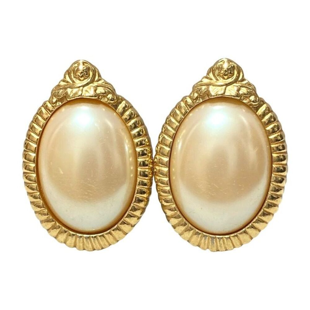 Givenchy Vintage Faux Pearl Clip On Earrings